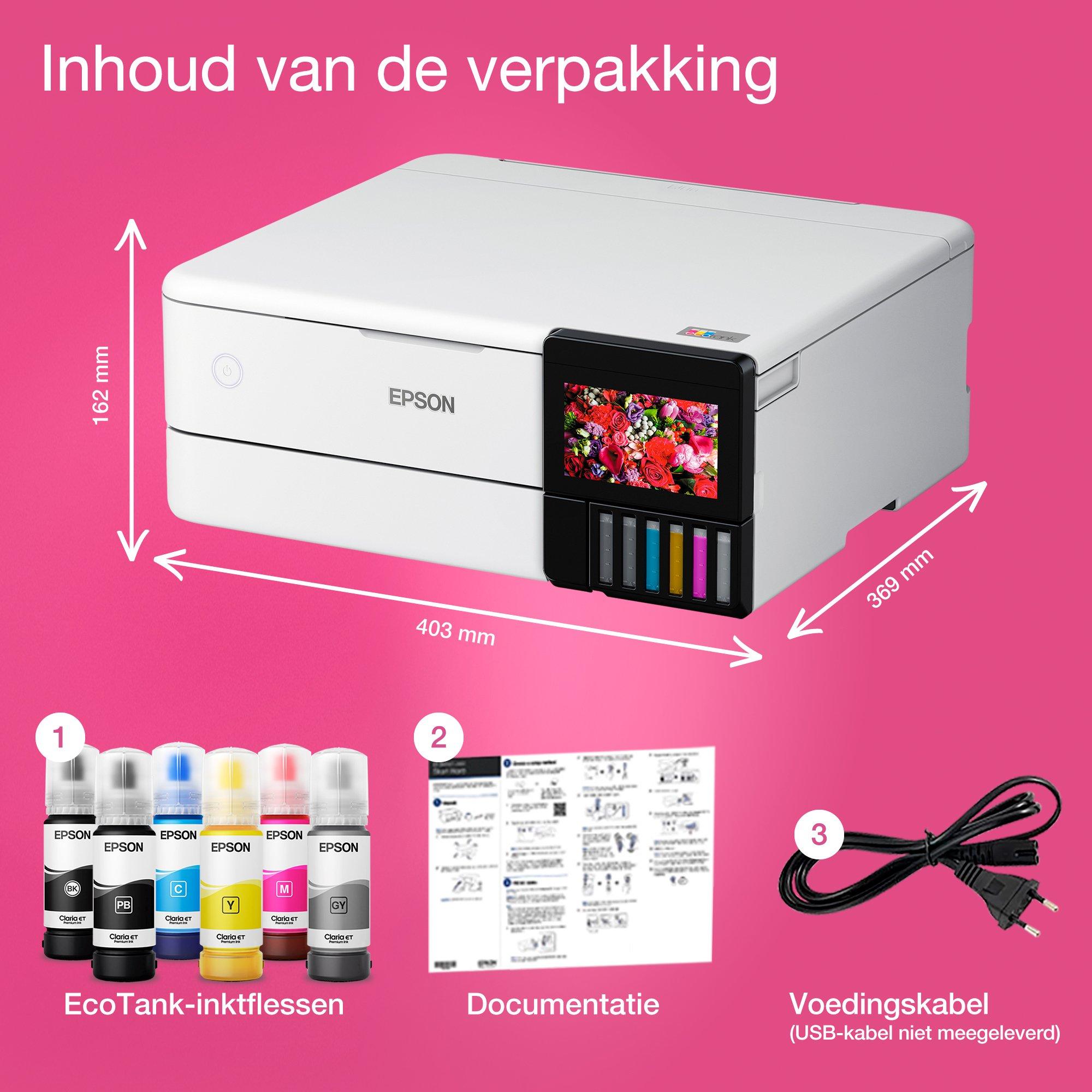 EcoTank ET-8500 A4 Wi-Fi-fotoprinter met inkttank whats in the box