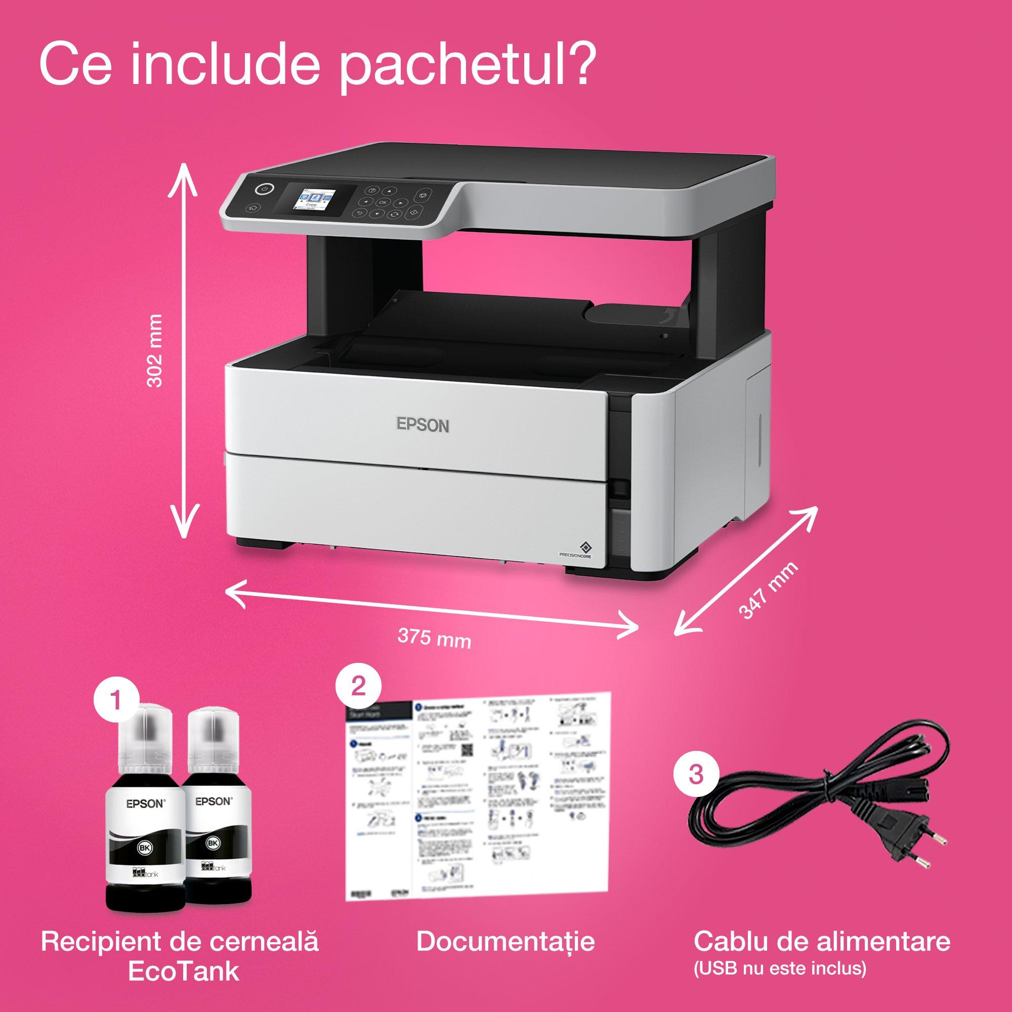 EcoTank M2170 - Multifuncțional A4 cu Wi-Fi și rezervor de cerneală whats in the box