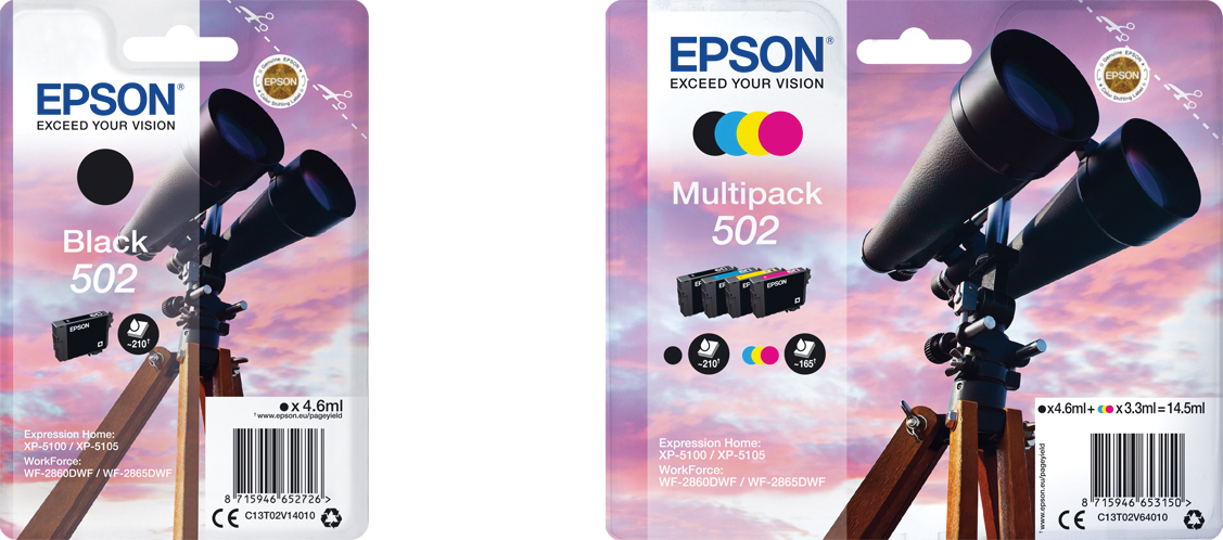  Epson 502XL Black Binoculars, High Yield Genuine Ink