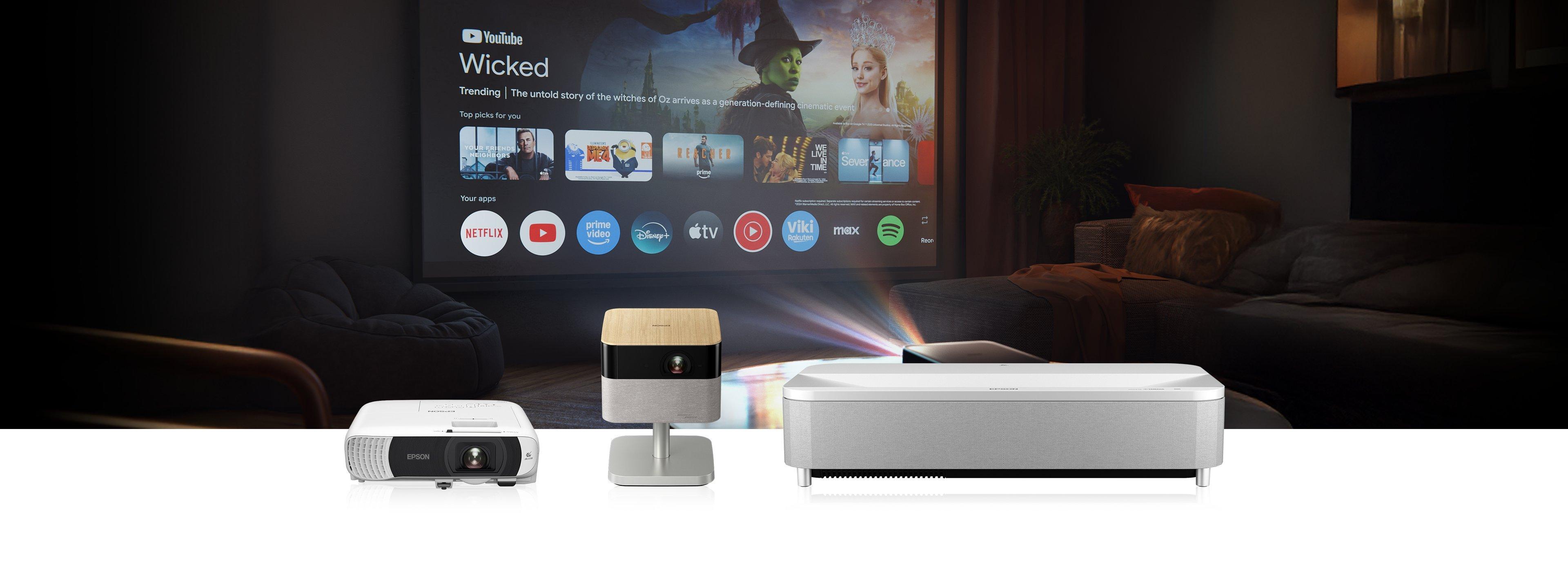 A range of Epson projectors.