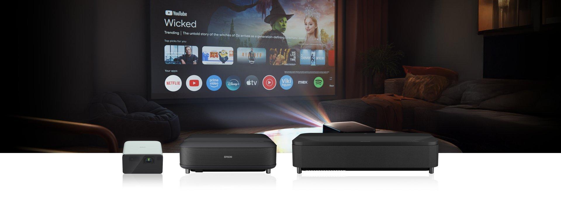 A range of Epson projectors.