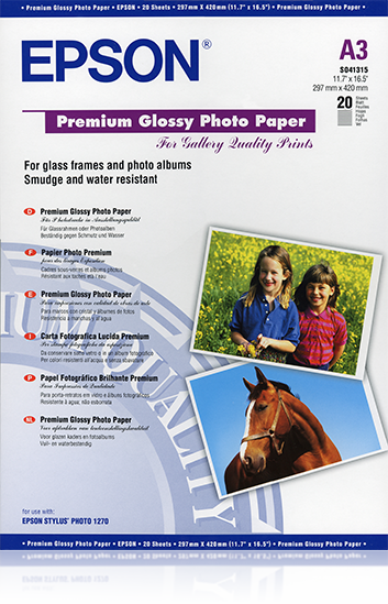 Epson : PREMIUM GLOSSY Photo papier A2 255G/M 25 BLATT