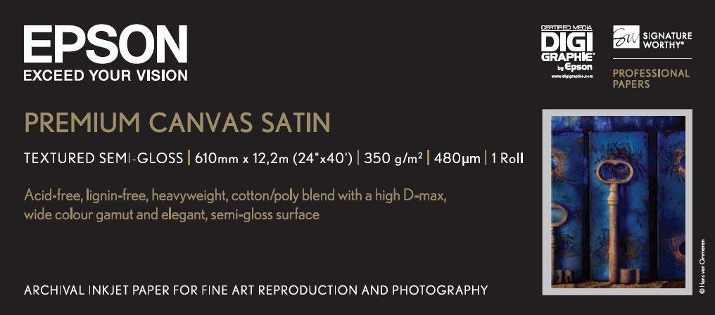 Premium Canvas Satin Roll, 24" x 12,2 m, 350g/m2