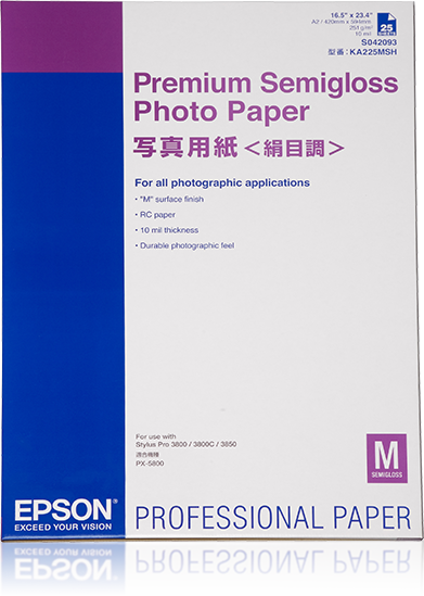 Premium Semigloss Photo Paper, DIN A2, 250g/m2, 25 Sheets