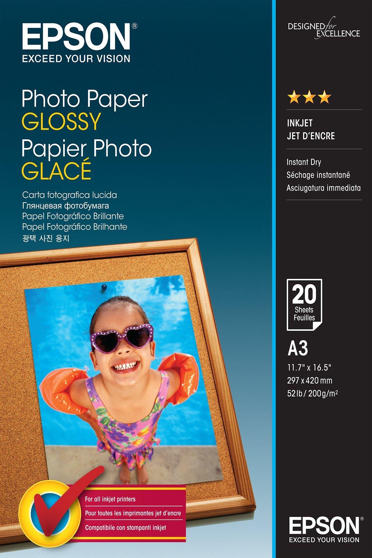 Confezione da 20 Fogli di Carta Fotografica A3 180 Grammi Glossy