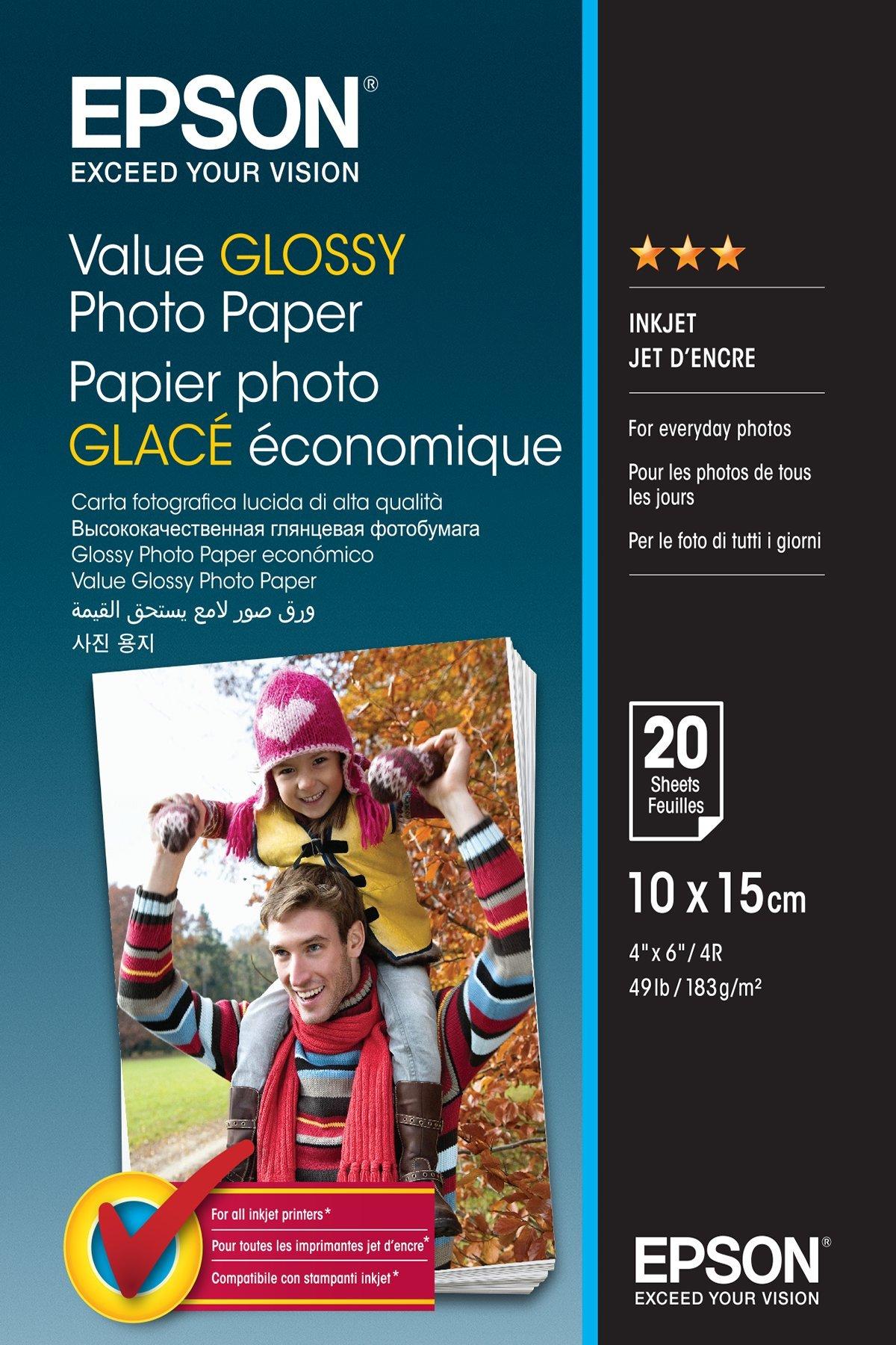 Value Glossy Photo Paper - 10x15cm - 20 Fogli, Carte e Supporti, Inchiostri & Carta, Prodotti