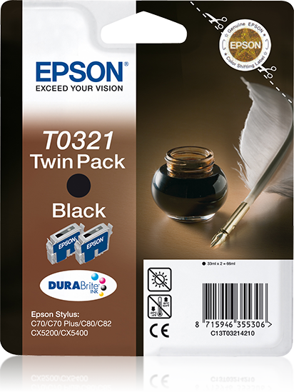Twinpack Black T0321 DURABrite Ink