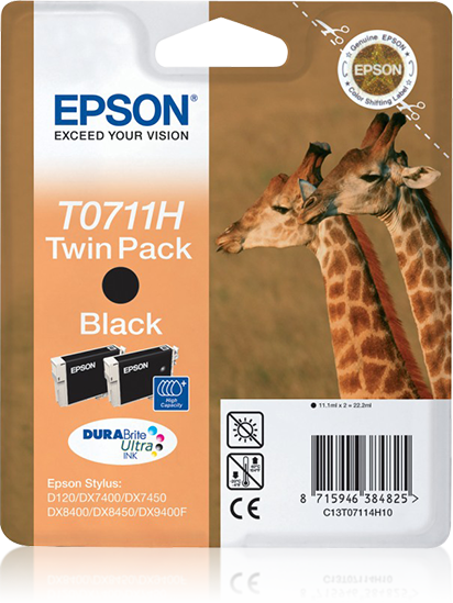 Twinpack Black T0711H DURABrite Ultra Ink