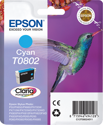 Singlepack Cyan T0802 Claria Photographic Ink