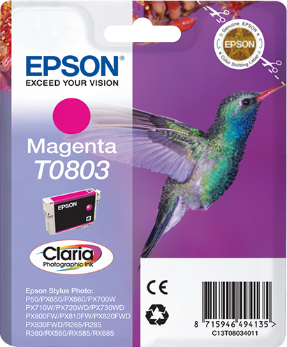Singlepack Magenta T0803 Claria Photographic Ink