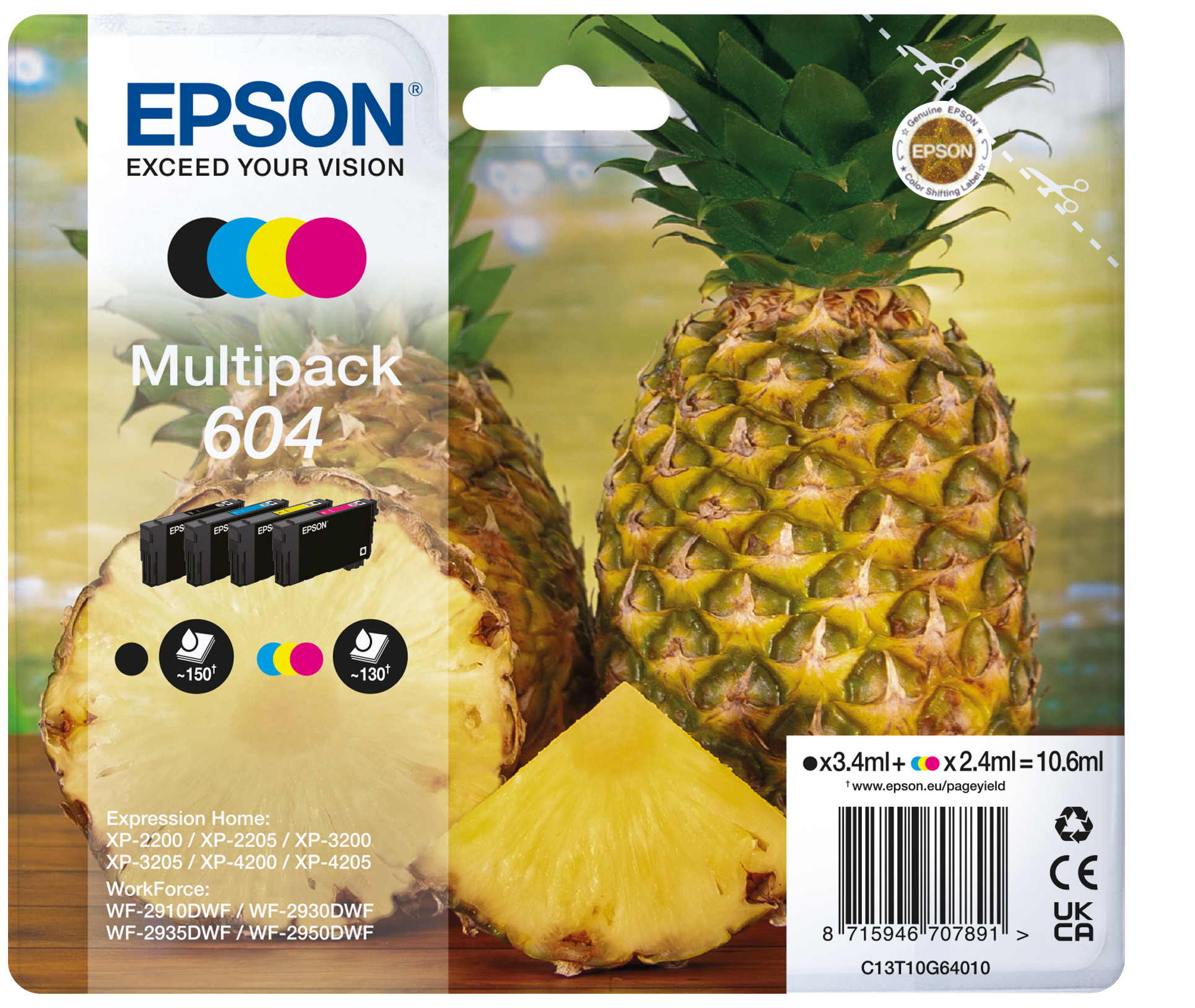 Encre multipack 4 couleurs Ananas 604
