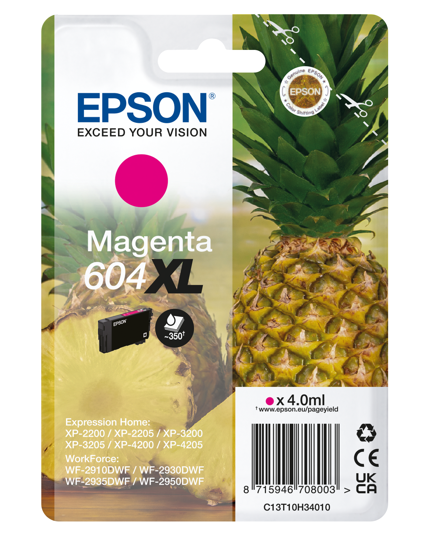 Cartucho Epson 604Xl Magenta C13T10H34010 XP2200 Wf-2910 Piña