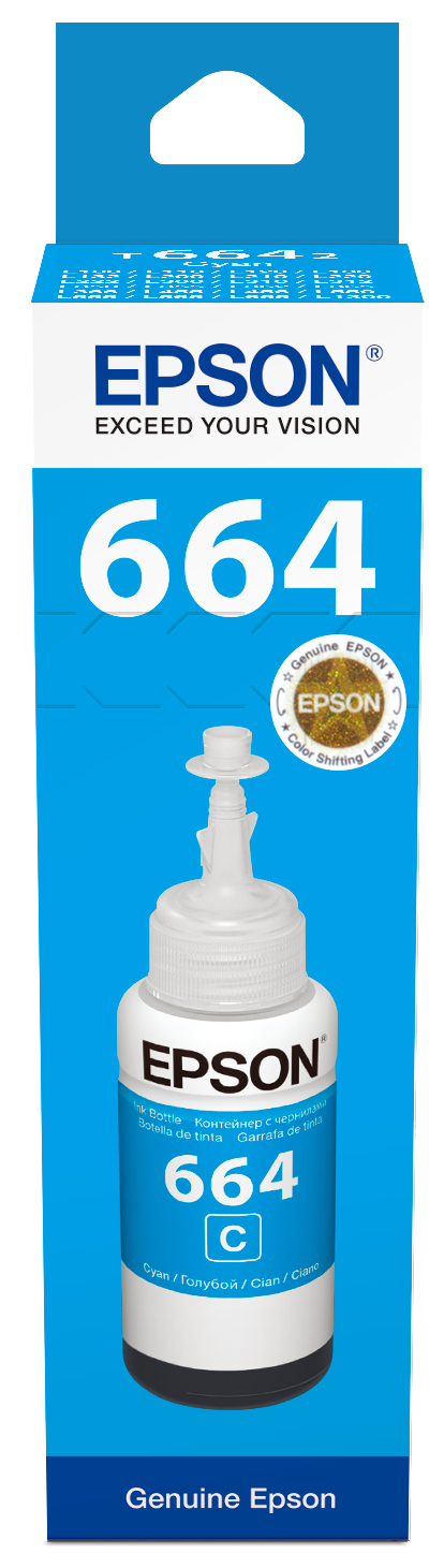 Bouteille d'encre Epson 664 C (T6642) Cyan d'origine (C13T66424A)