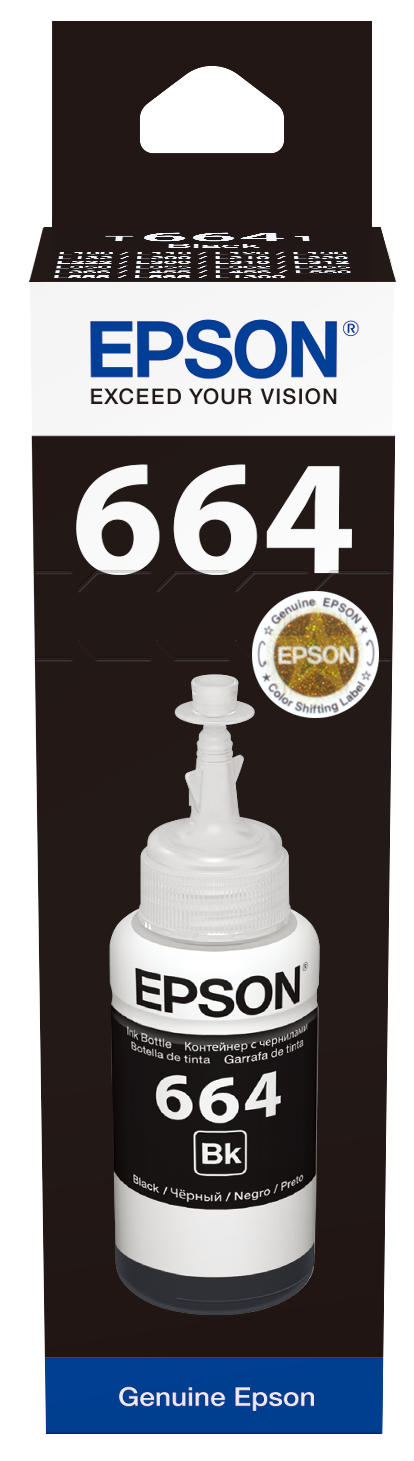 Bouteille d'encre compatible Epson 664 T6641 Ecotank Noir (BK) 100