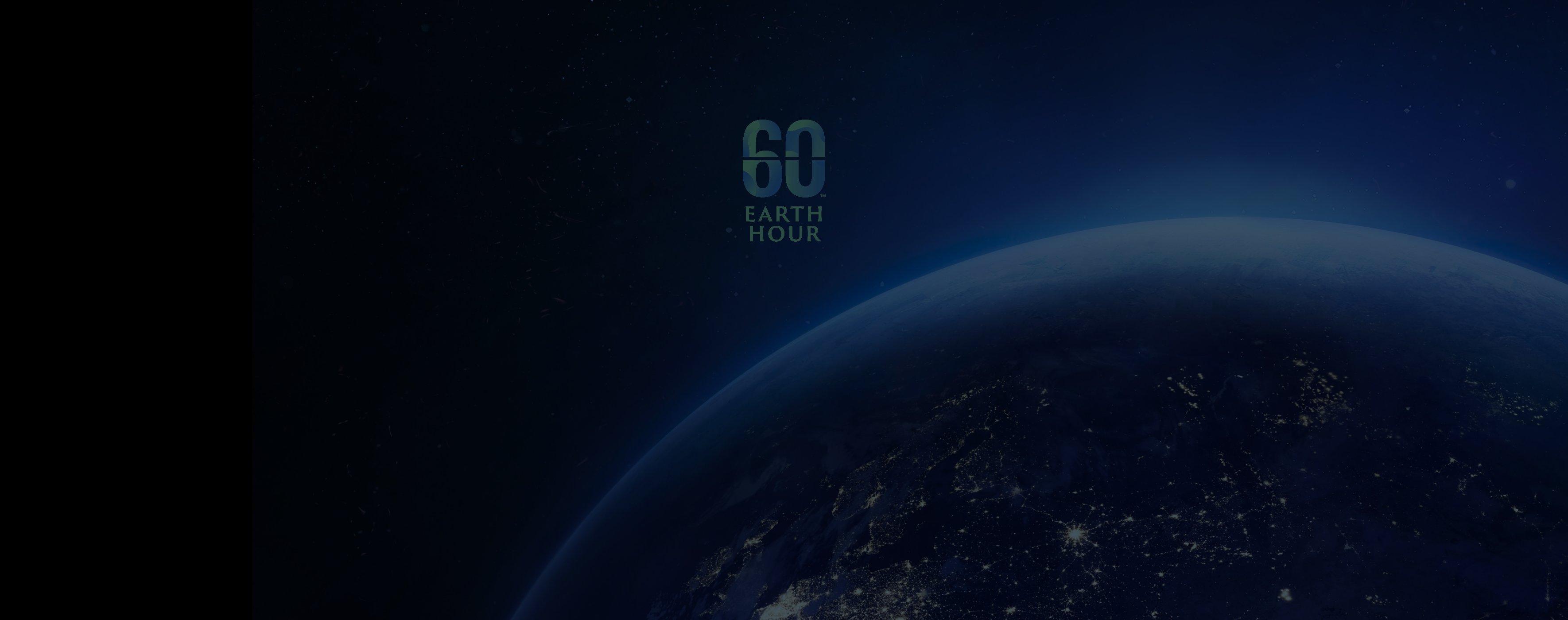 An image of the earth with the word 60 Earth Hour
