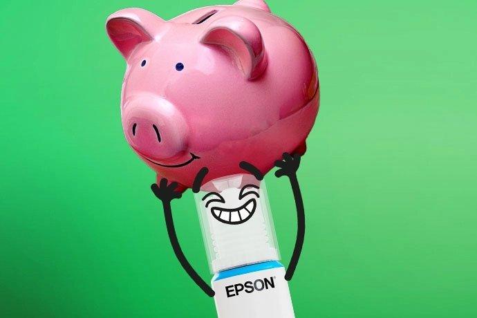 An inky holding up a piggy bank