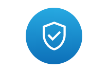 An icon of a shield with a tick in the middle