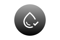 An icon of a drop of water with a tick to the bottom right