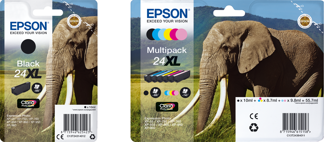 Encre Claria Photo HD multipack 6 couleurs Éléphant 24XL