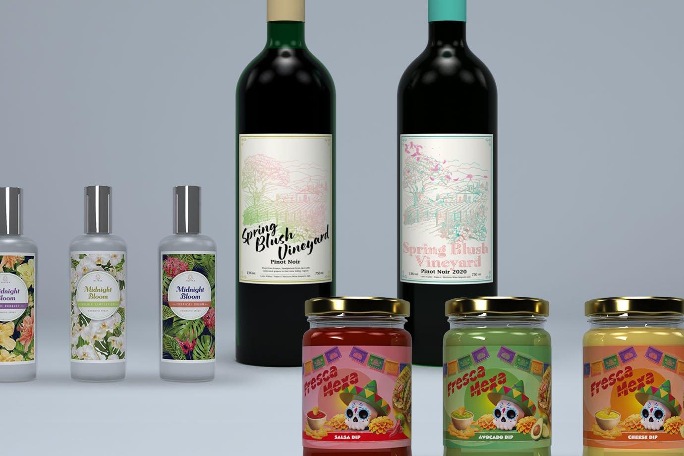 A range of products with SurePress-printed labels on them