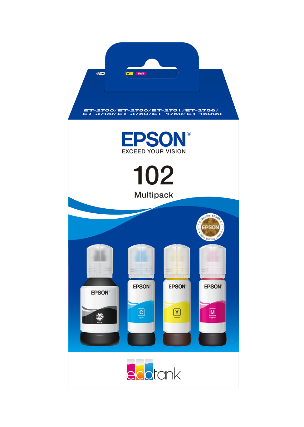 8 Recharges 102 Compatibles pour imprimantes Epson Ecotank - 2 Noir +