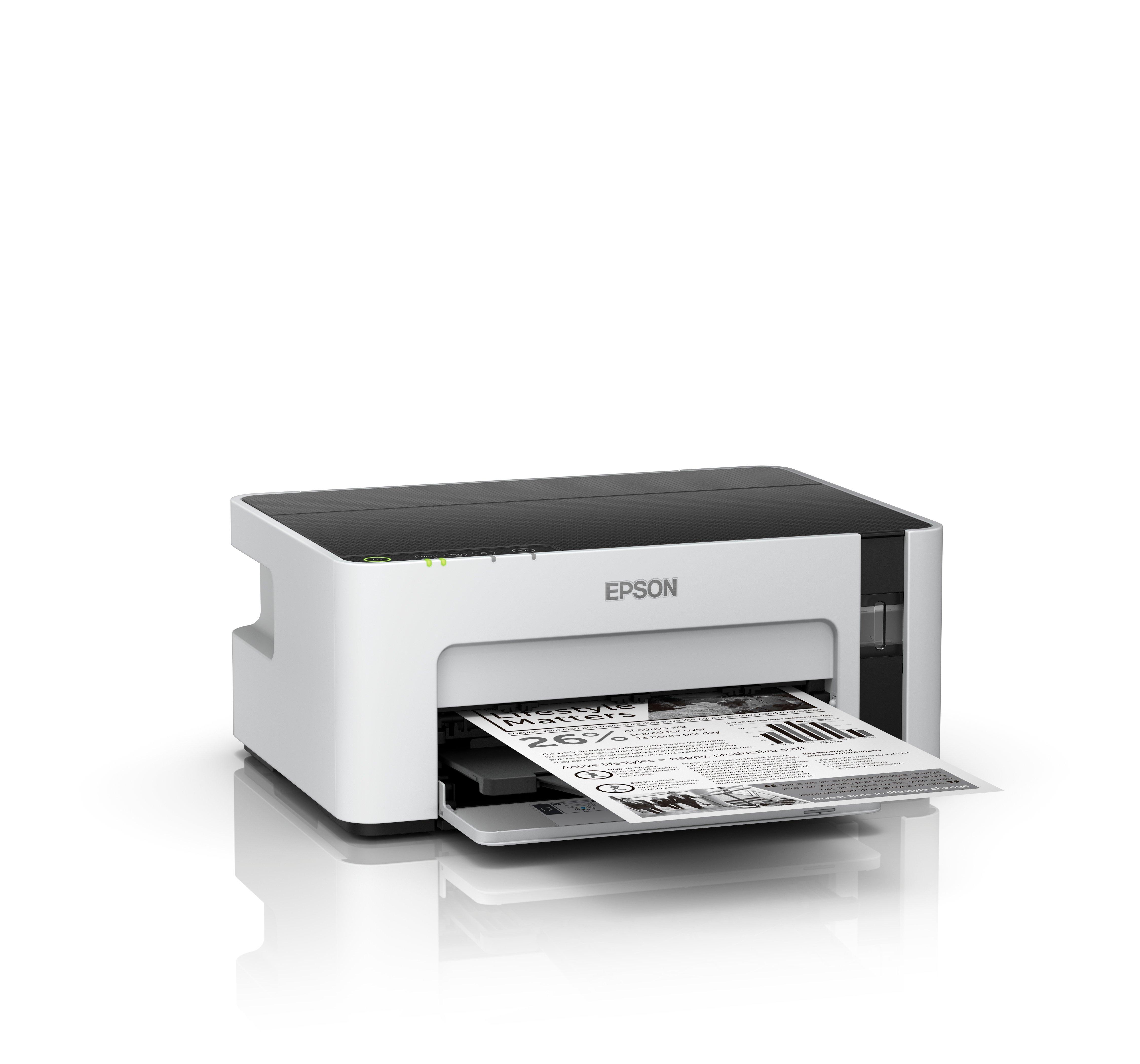 Epson EcoTank ET-M1140, Stampante Bianco/Nero, Solo USB, Solo Stampante,  Stampa fino a 11000 Pagine, Velocità di Stampa 20 ppm, Vassoio 250 Fogli,  Risparmio Energetico, Flaconi Inchiostro Inclusi : : Informatica