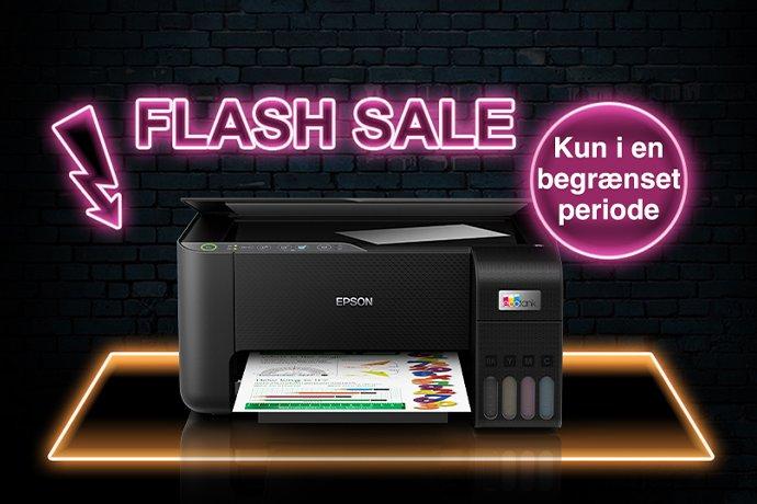 Flaash sale promotion image with printer
