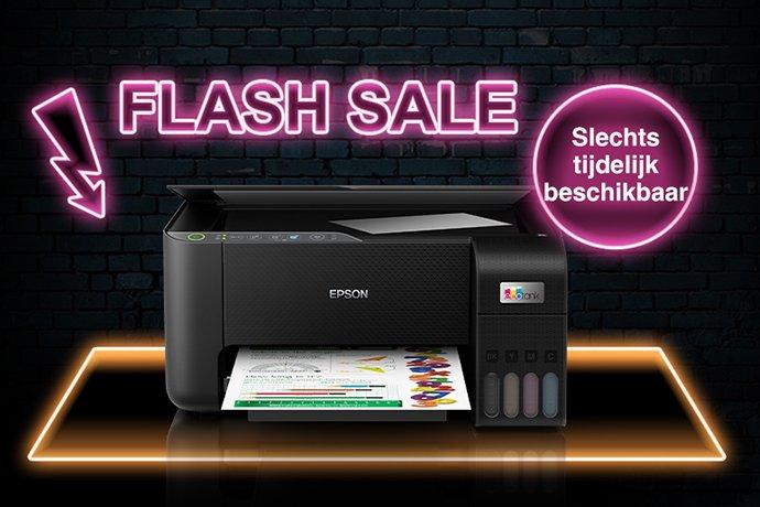 Flash Sale promotion image with printer