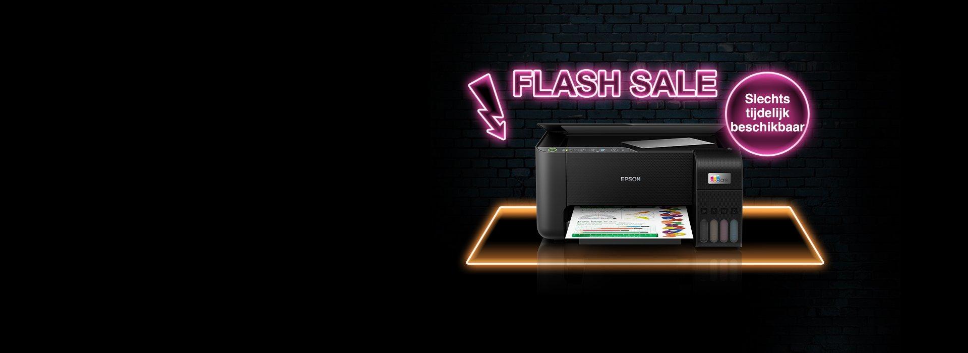 May Flash Sale image with a Printer on it.