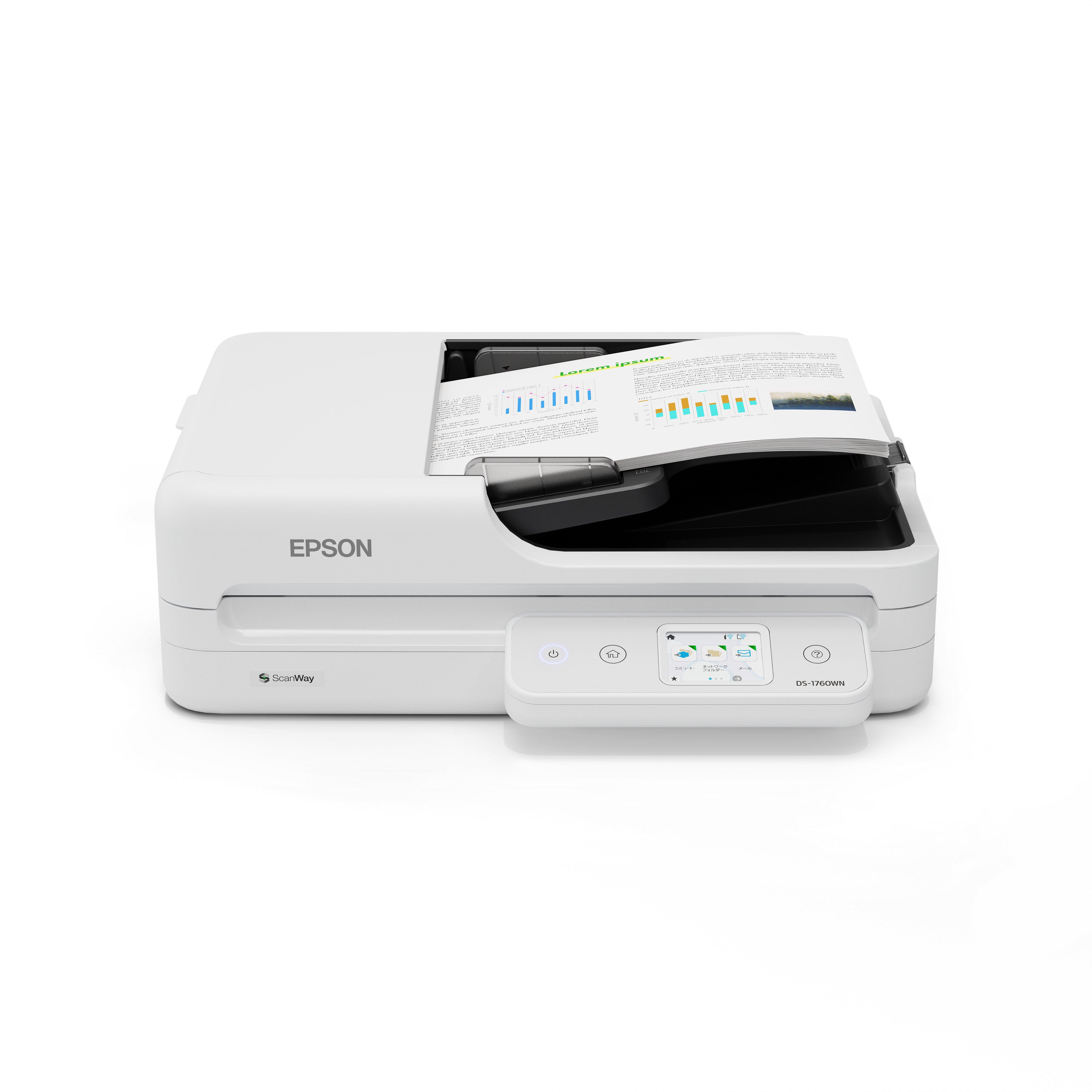 Επίπεδος σαρωτής μικρών διαστάσεων WorkForce DS-1760WN, με ενσωματωμένη συνδεσιμότητα δικτύου και Wi-Fi, για μικρές επιχειρήσεις και οικιακά γραφεία.