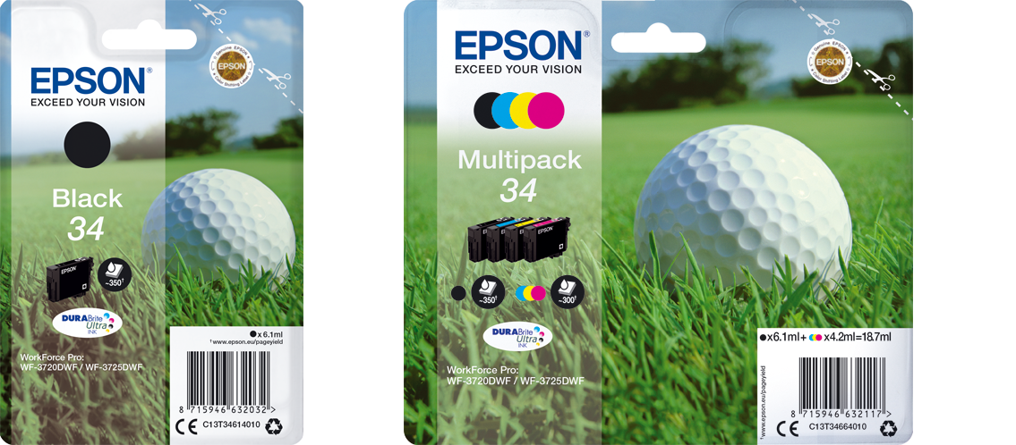 34 / 34XL Tintenserie Golfball Produkte Inks) | & | Tintenpatronen Tinte | (Golfball | Epson Papier Österreich