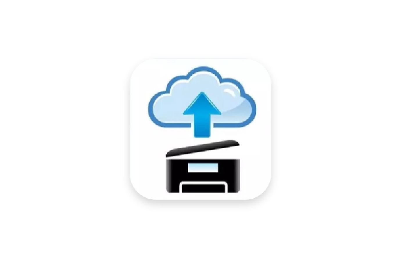 Icon showing a cloud with an upward arrow above a printer.