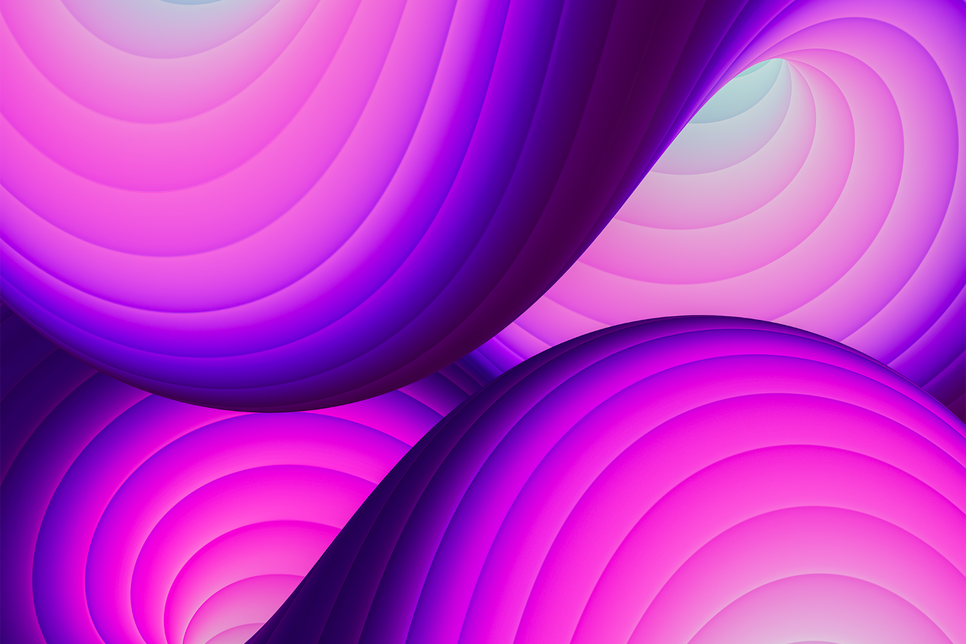 Abstract image of layered, swirling curves in shades of purple, pink, and blue. The vibrant colors create a dynamic and flowing, dreamlike effect.