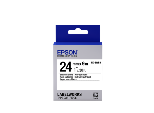 4PK Compatible with EPSON LK-6WBN KingJim SS24KW 24mm Tape Black on White Label