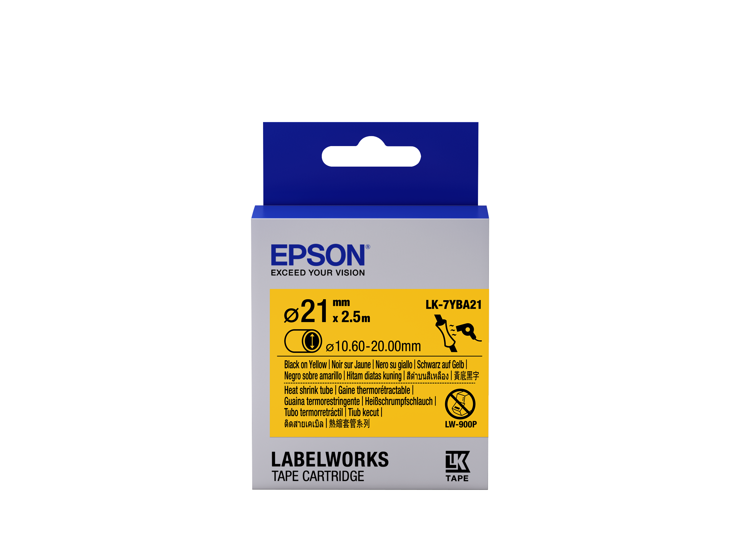 Epson Label Cartridge Heat Shrink Tube (HST) LK7YBA21 Black/Yellow