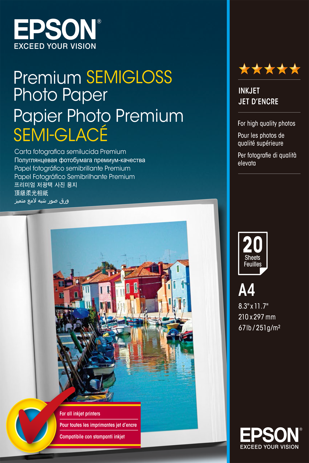 New C13s041332 Premium Semi Gloss Photo Paper A4 20 Sheets
