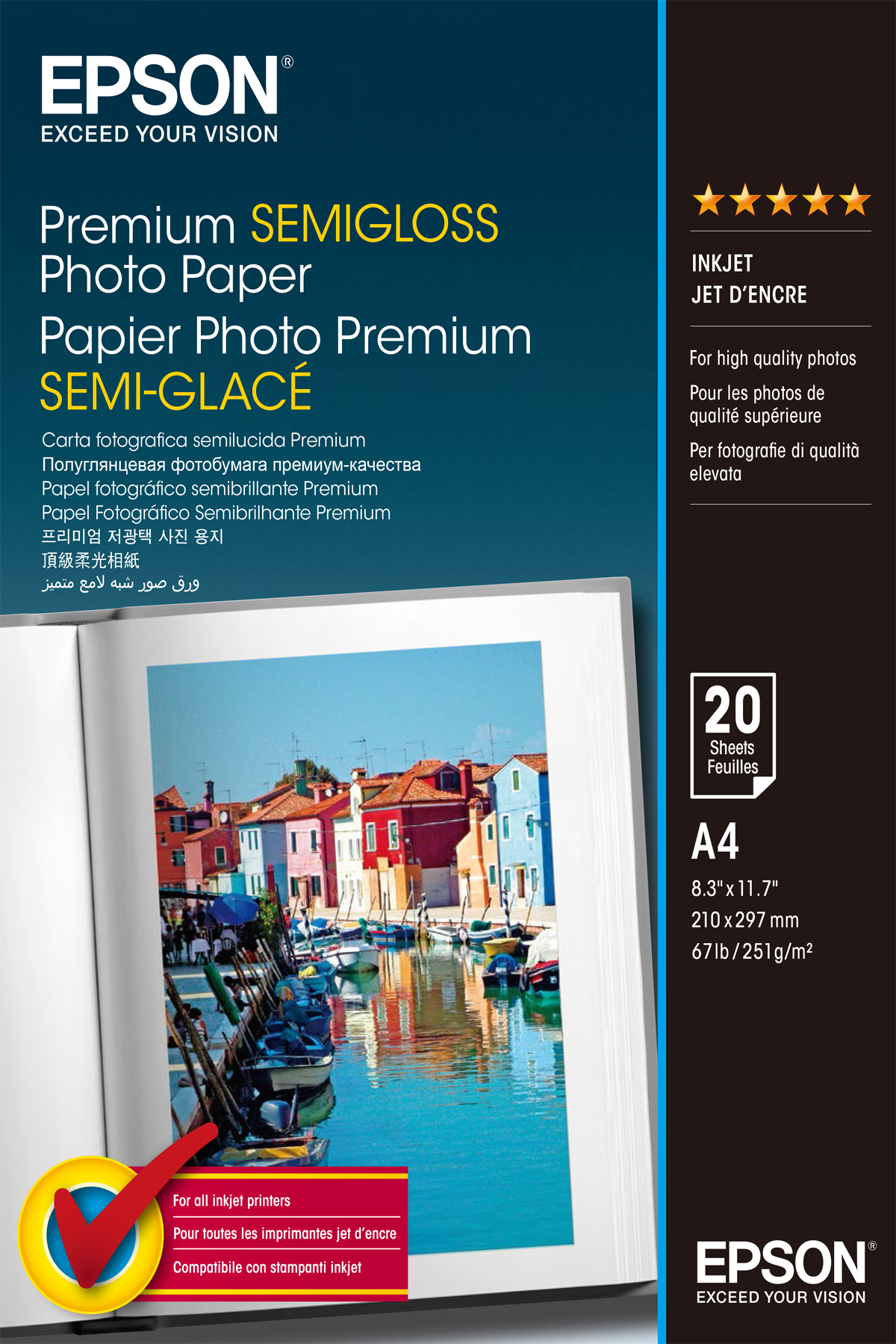 Premium Semigloss Photo Paper, DIN A4, 251g/m2, 20 Sheets, Paper and Media, Ink & Paper, Products