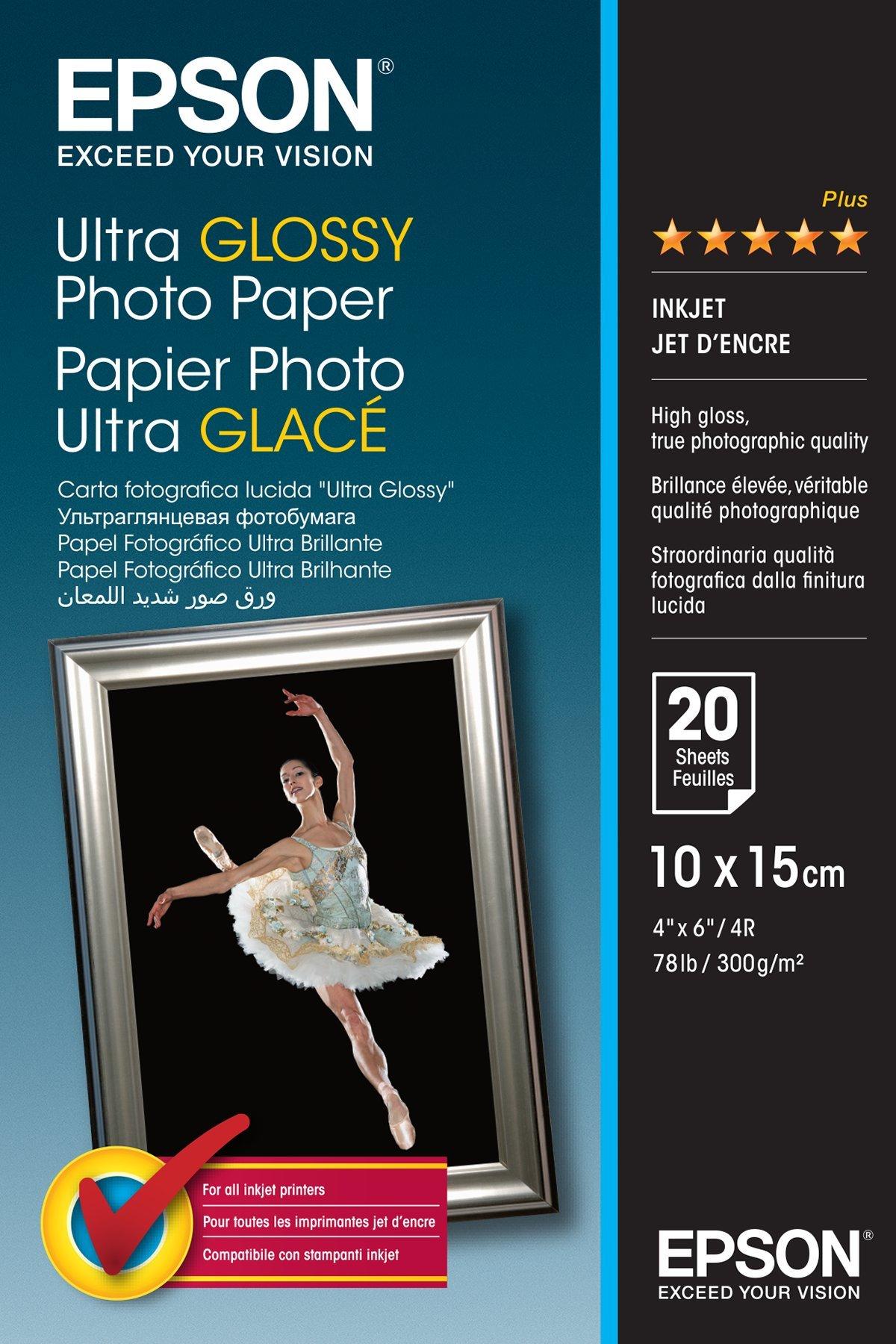 Papier Photo Epson Ultra glacé 300g/m² - 20 feuilles 10x15 cm à prix bas