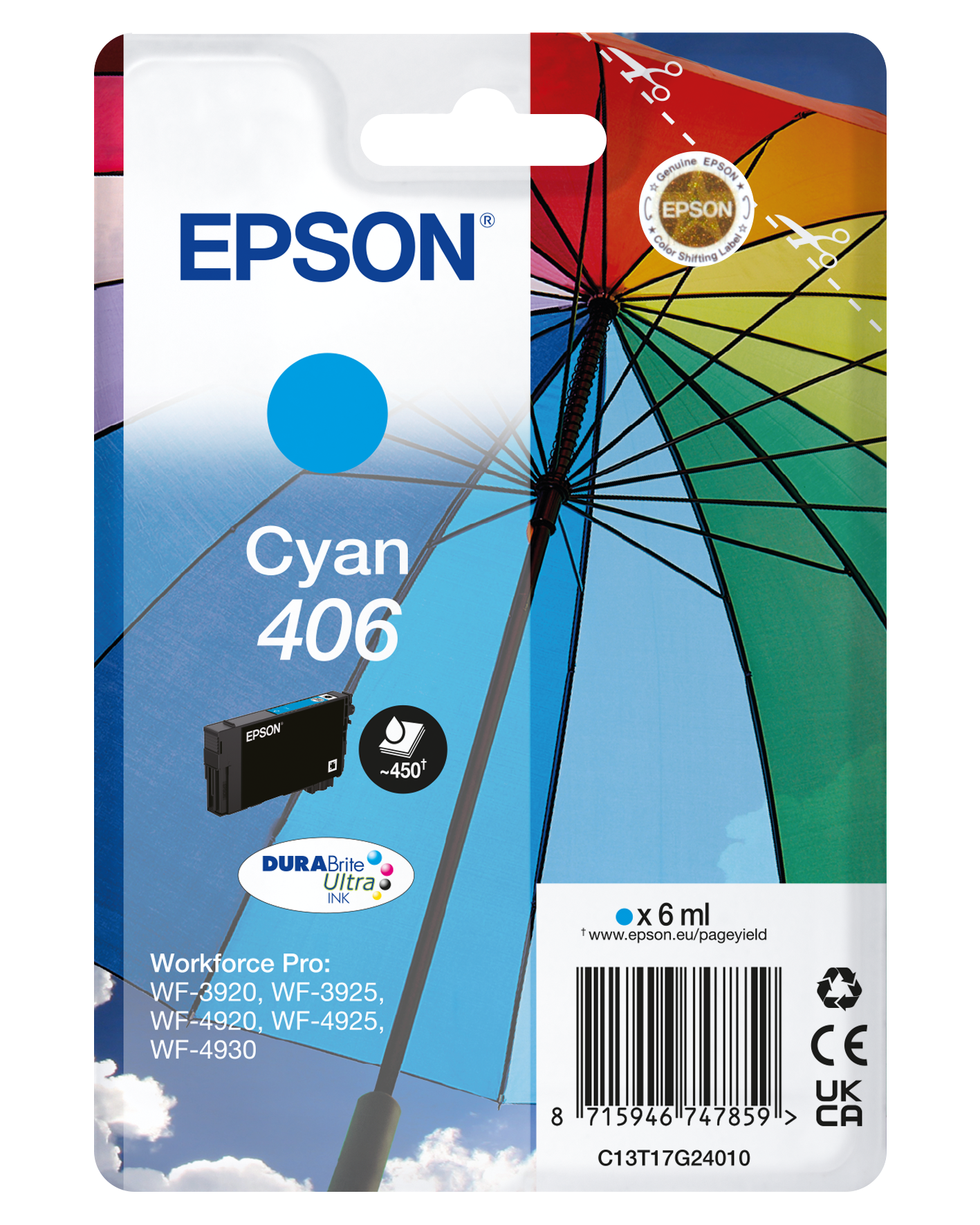 Singlepack Cyaan 406 Paraplu DURABrite Ultra-inkt