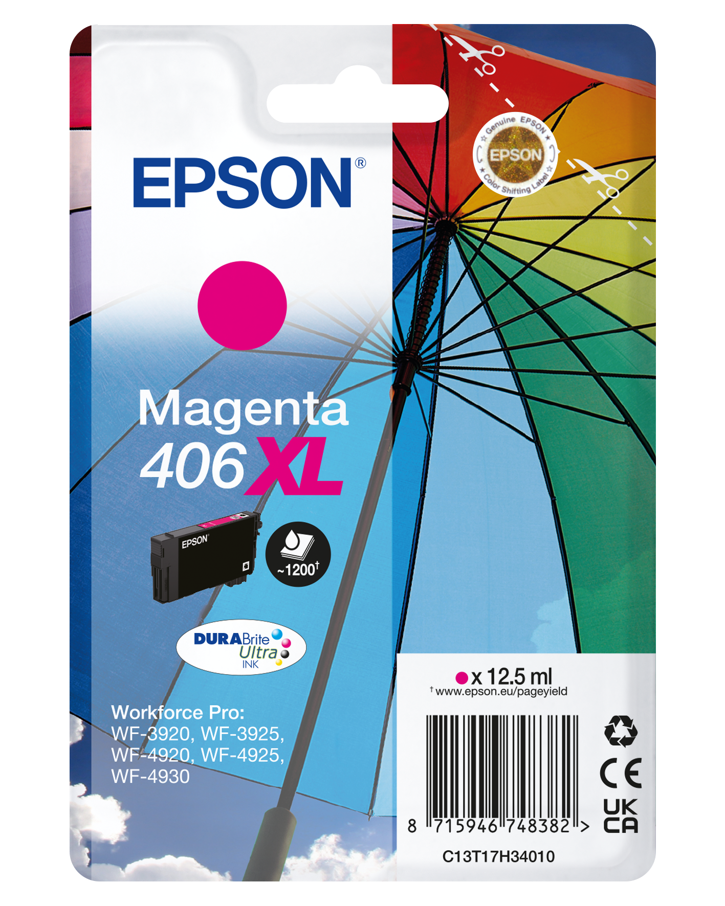Singlepack Magenta 406XL DURABrite Ultra Ink RF/AM Tagged