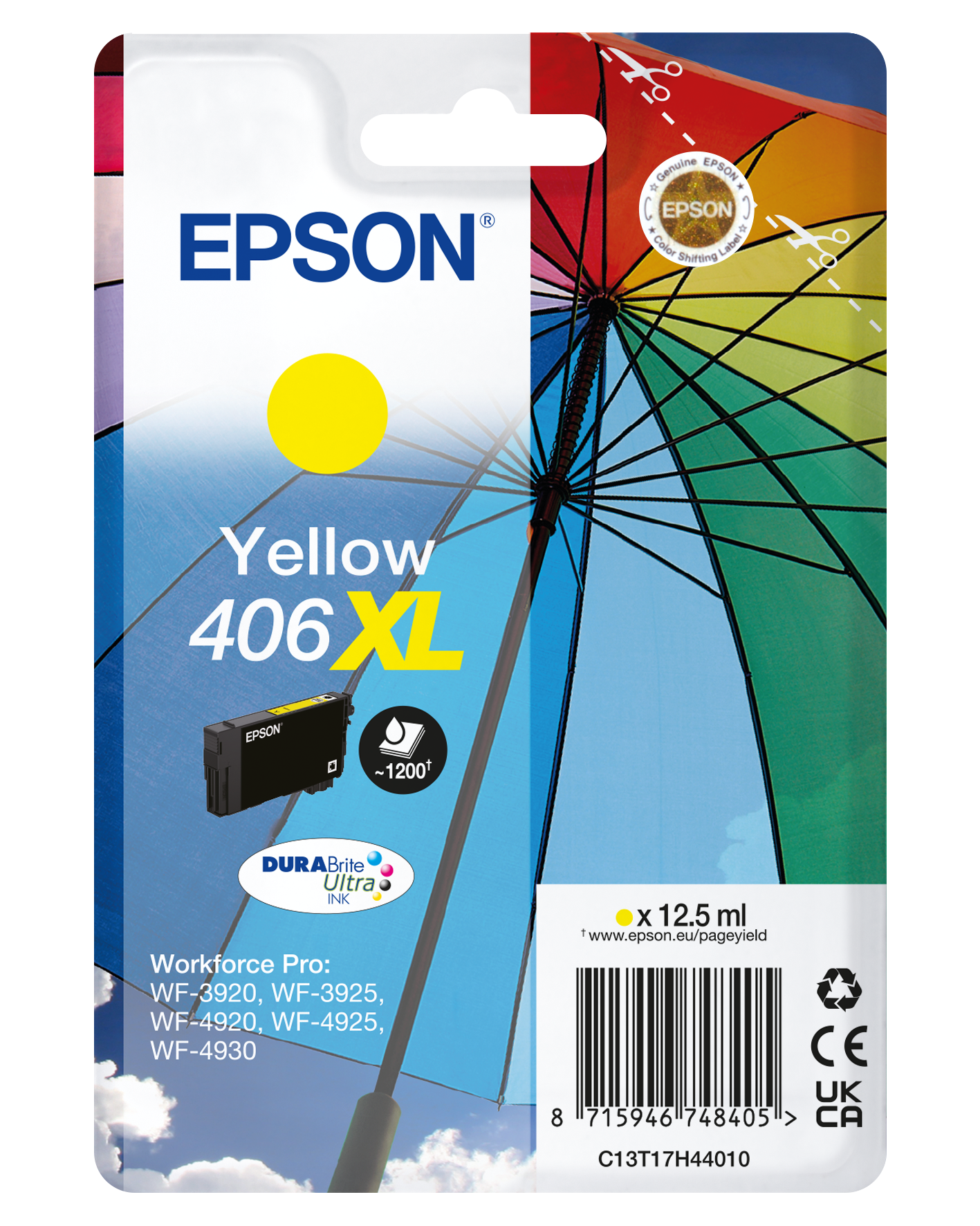 Singlepack Geel 406XL Paraplu DURABrite Ultra-inkt