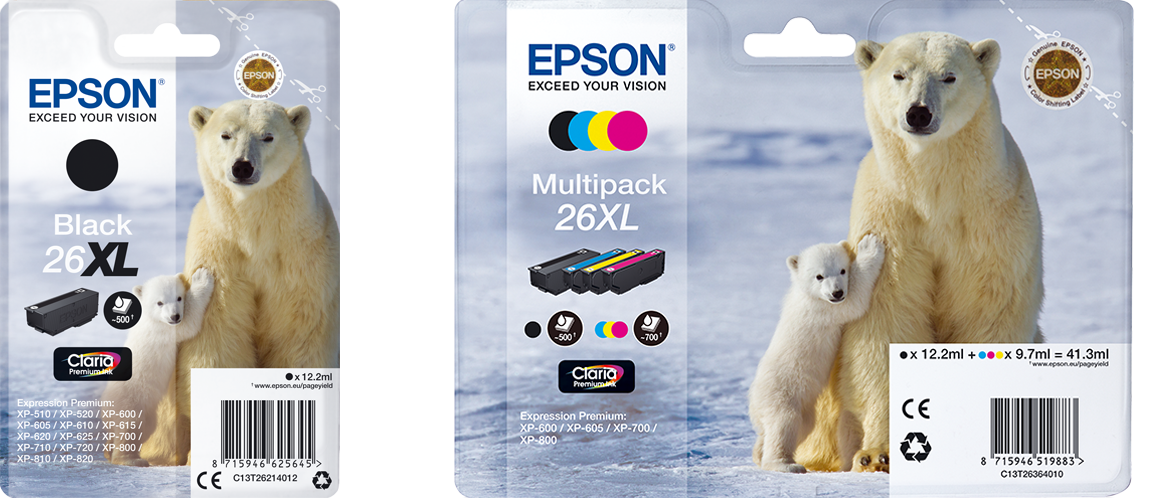 26XL Claria Premium Ink Series (Polar bear Inks) | Ink Consumables