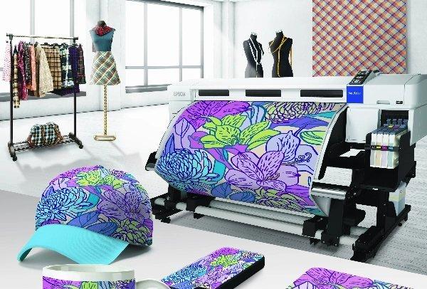 An Epson Graphic Printer printing a colourful floral pattern.