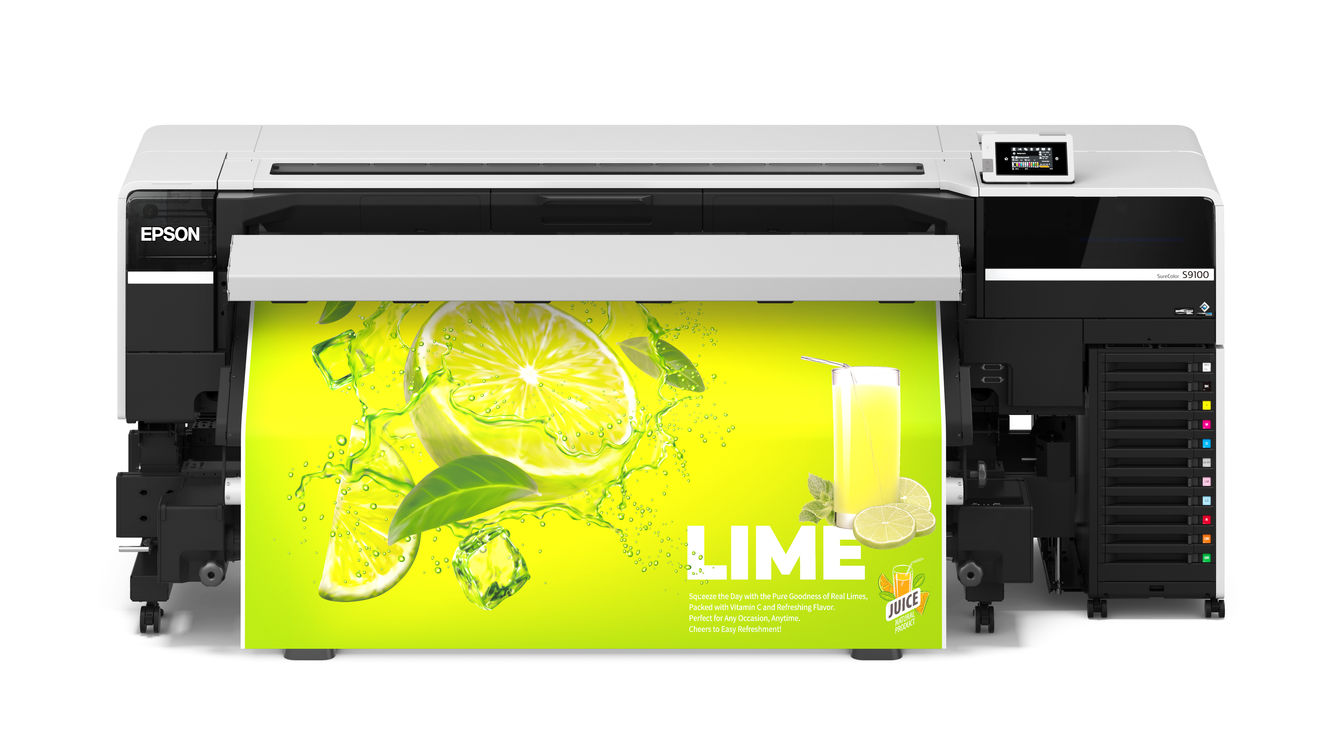 SureColor S9100 iznimno je kompaktan 64-inčni pisač s ekološki razgradivim tintama s proširenom paletom boja
