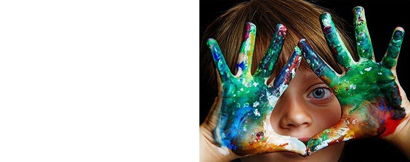 Child with painted hands