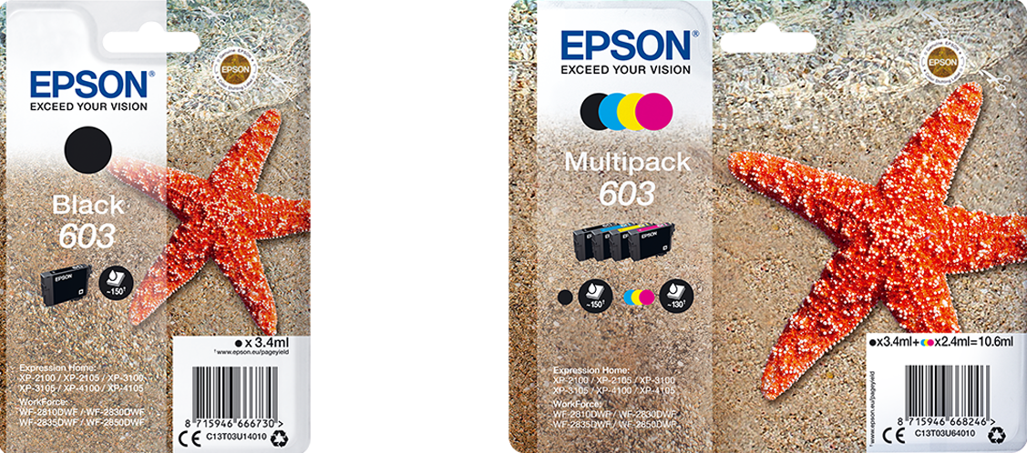 Epson Starfish 603 Inkjet Printer Cartridge Multipack, Pack of 4, £32.99