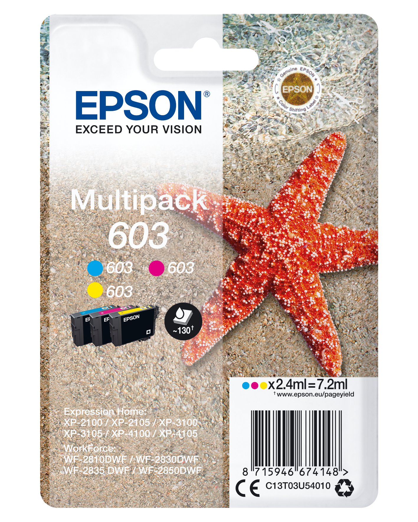 Pack de 4 Cartouches D'encre Epson 603 XL Série Etoile de Mer