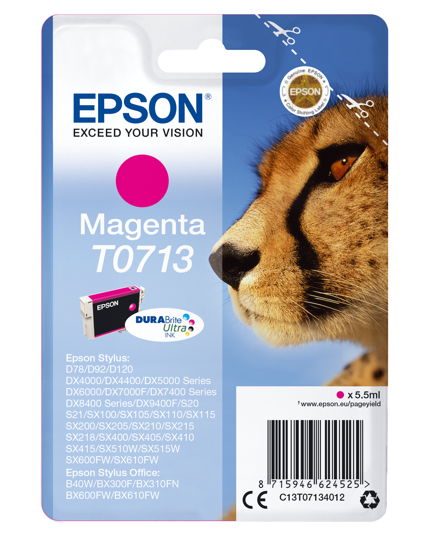 Singlepack Magenta T0713 DURABrite Ultra Ink