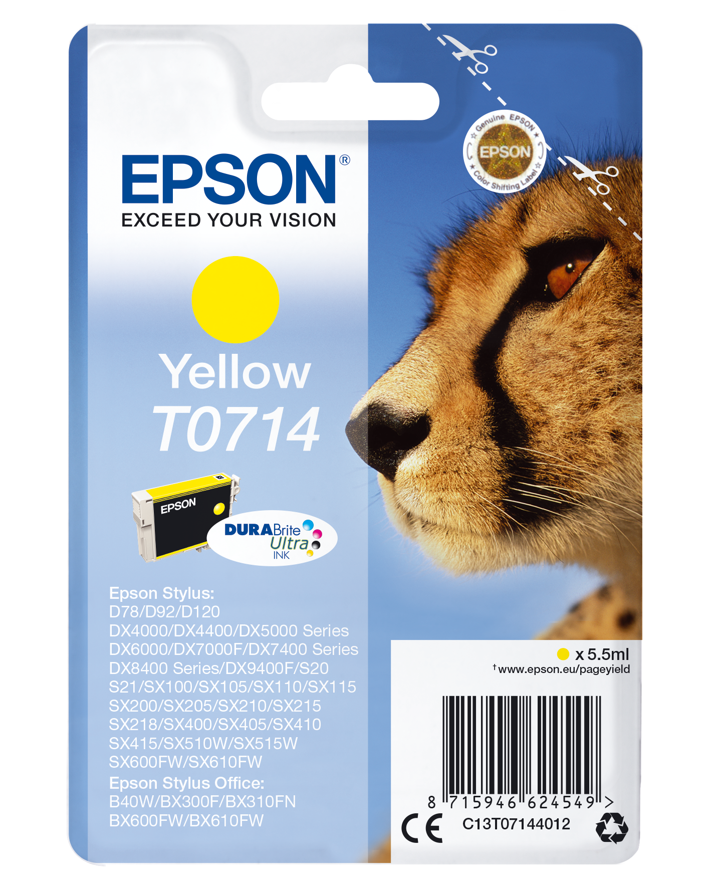 Singlepack Yellow T0714 DURABrite Ultra Ink