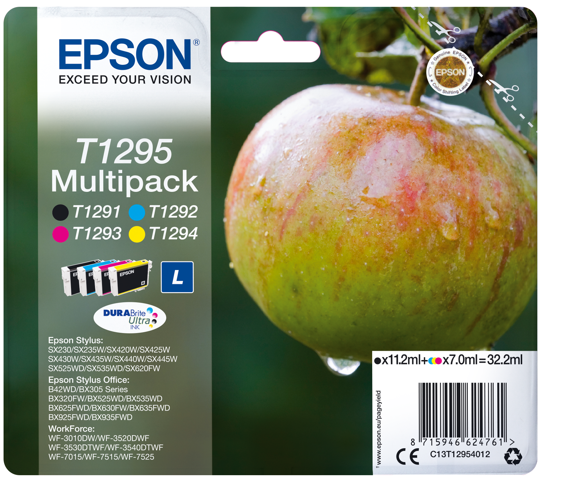 T1295 Ink Cartridges Replacement For Epson T1291 T1292 T1293 T1294  Compatible With Epson Workforce Wf-3520 Wf-3540 Wf-7515